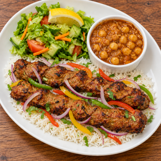 Beef seekh kabob skewer (ground beef).