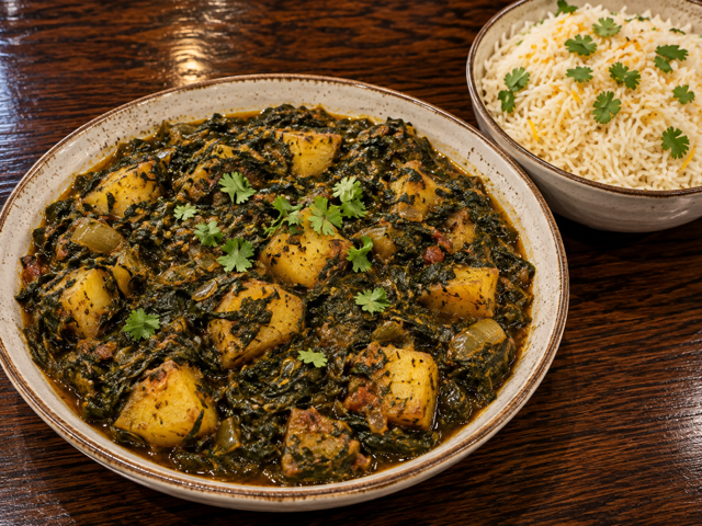 Aloo Saag (Spinach with Potatoes).