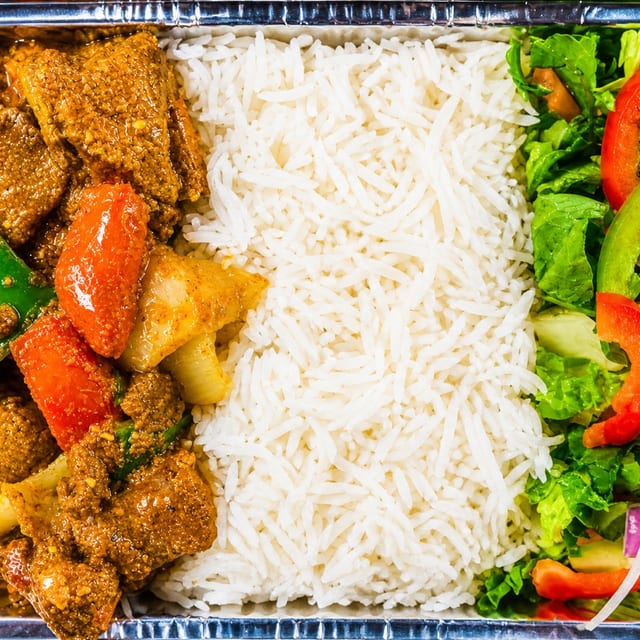 Lamb rice bowl.